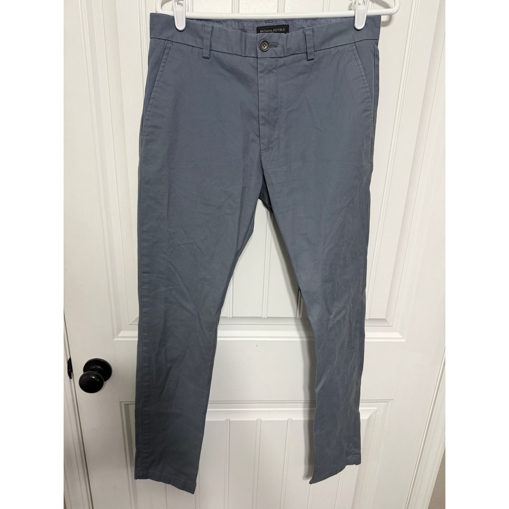 Banana Republic Fulton Skinny Chino Mens 31x34 Blue Gray Stretch Pants EUC